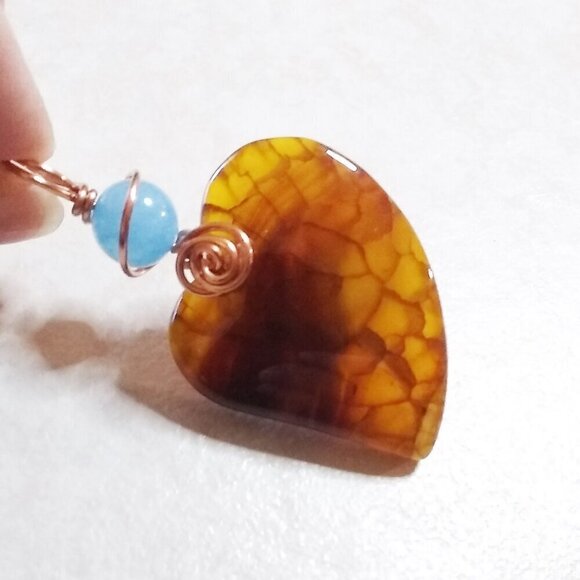 Gorgeous Brown Dragonvein Agate Heart Pendant! Bestie Sis Fiance Wife Mom Gift - Picture 4 of 9